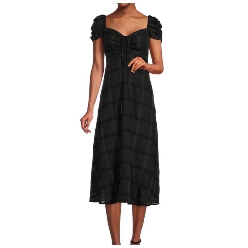ANTONIO MELANI Black Puff-Sleeve Midi Dress